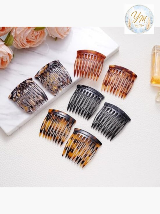 Set of 4 French Side Hair Combs - Small Decorative Twist Clips for Women main image 6